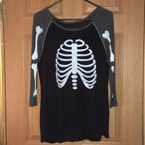 Baseball Sleeve Skeleton Tshirt